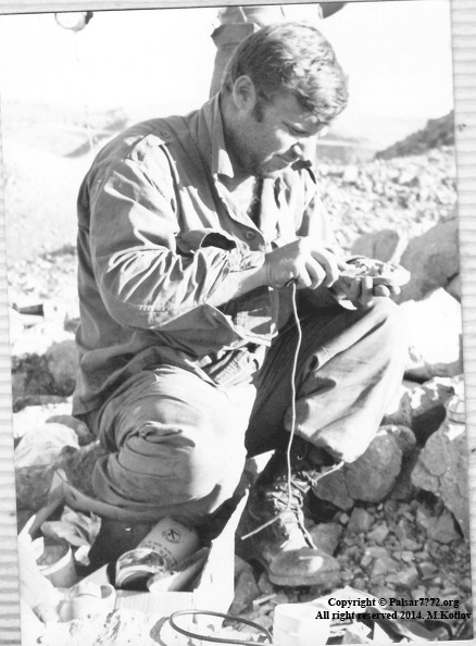 Uri Avni of Egoz making lunch somewhere on the slope of Mt. Hermon - 1974 Uri Avni Somewhere on the Harmon 75.JPG